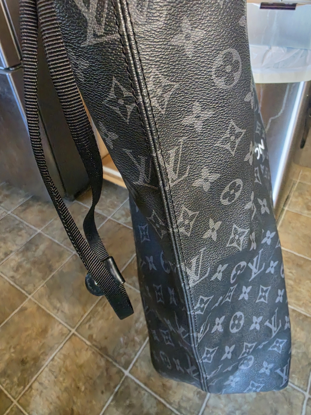 Louis Vuitton Black Monogram Fragment Tokyo Drawstring Tote - Picture 8 of 9